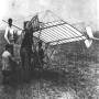 Brazilian Alberto Santos Dumont getting ready to fly his Demoiselle in Paris