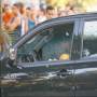 Bullet-riddled car of suspect militia boss Felix Tostes from Rio, Brazil