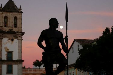 Bronze sculpture of Zumbi dos Palmares, in Salvador, Bahia state