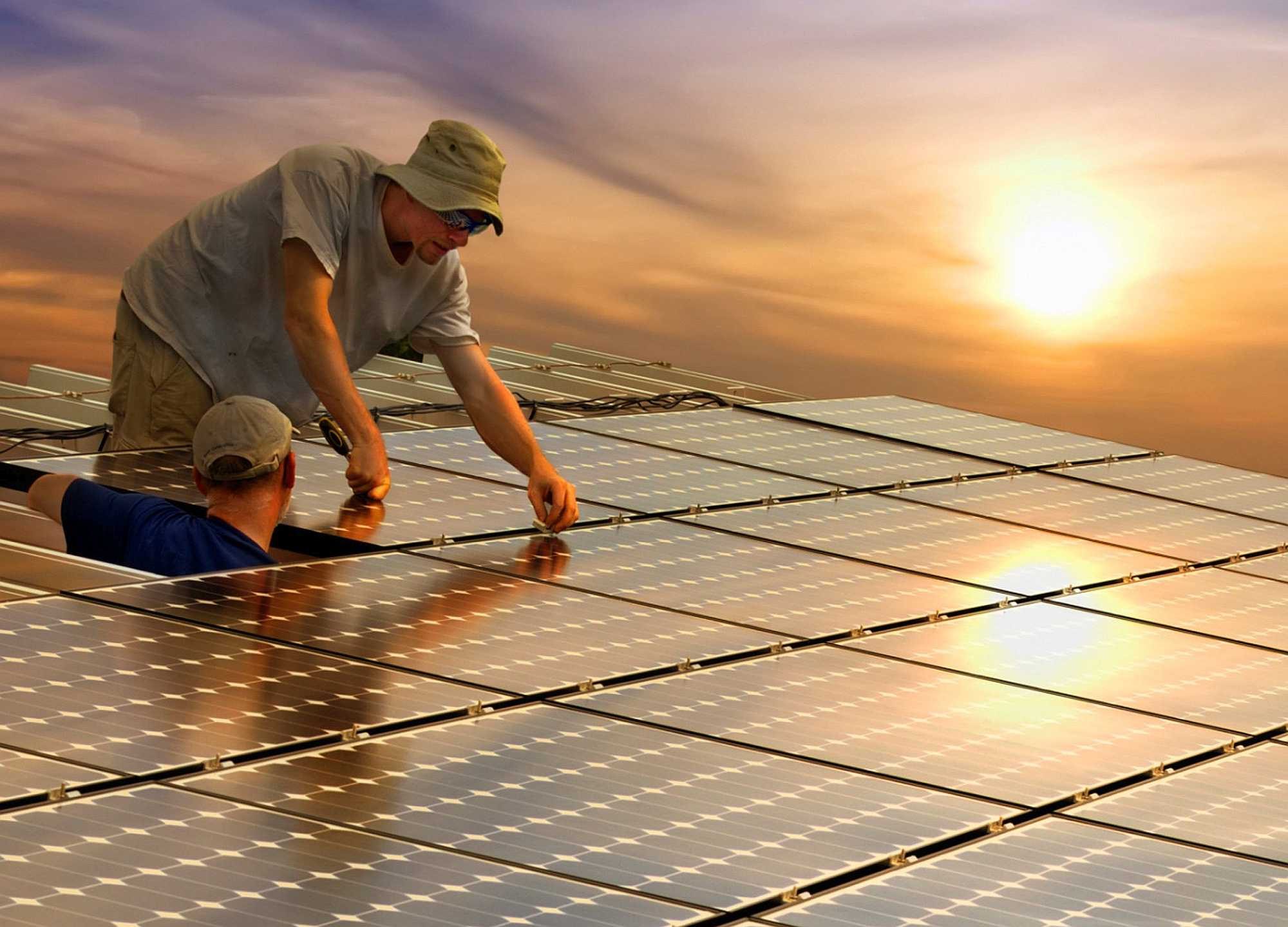 Solar panels being installed