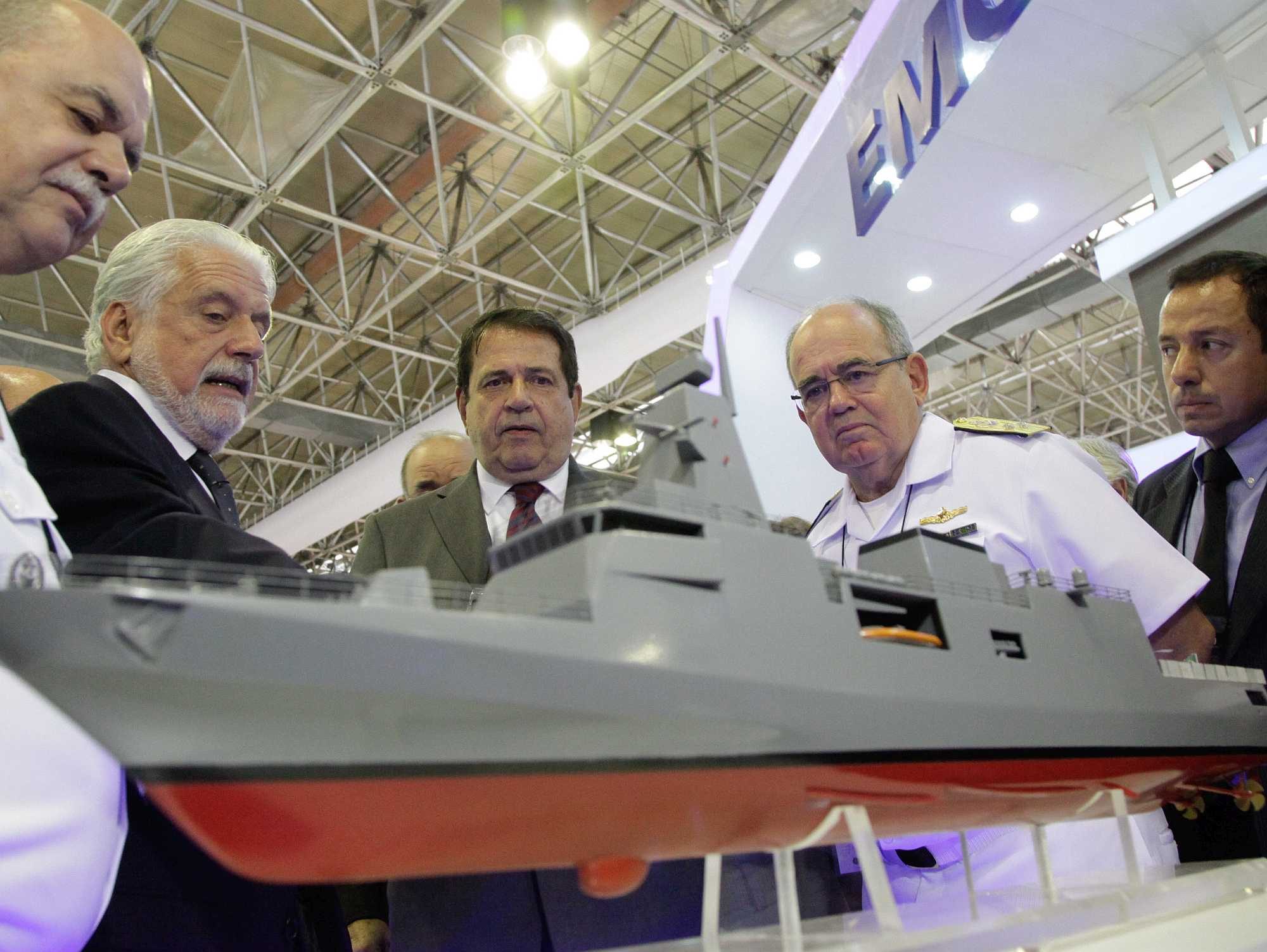 A mock-up of a Tamandaré class corvette is shown to Brazilian authorities