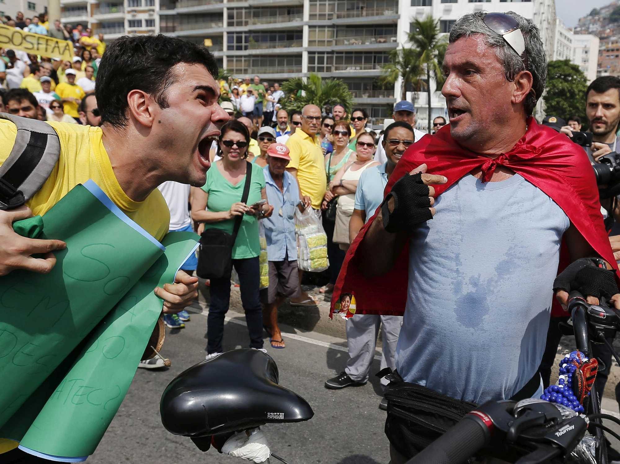 Brazilians protesting in the streets