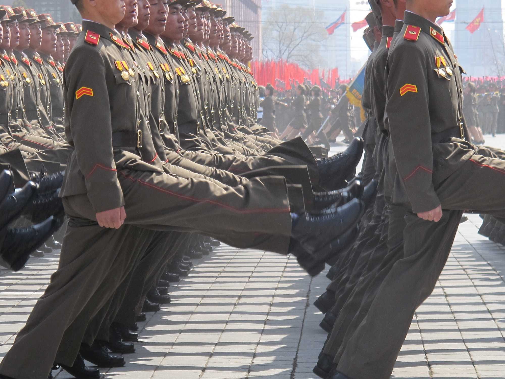 North Korean soldiers marching