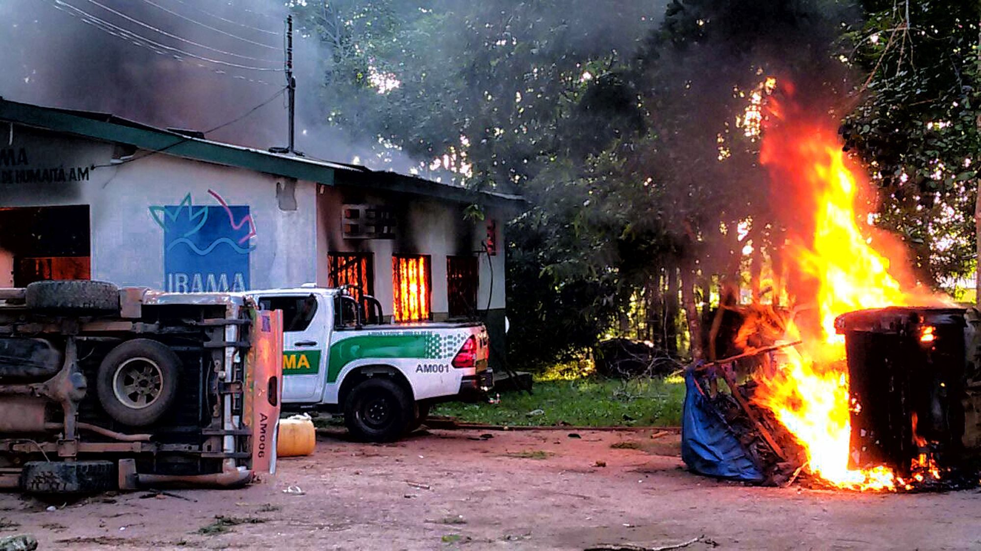 Armed men set fire to environmental agency buildings in Brazil's Amazon region