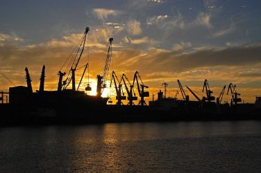 Santos's port at night