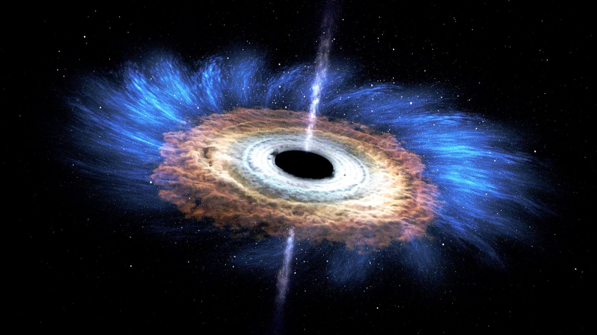Illustration of black hole tearing apart star - NASA