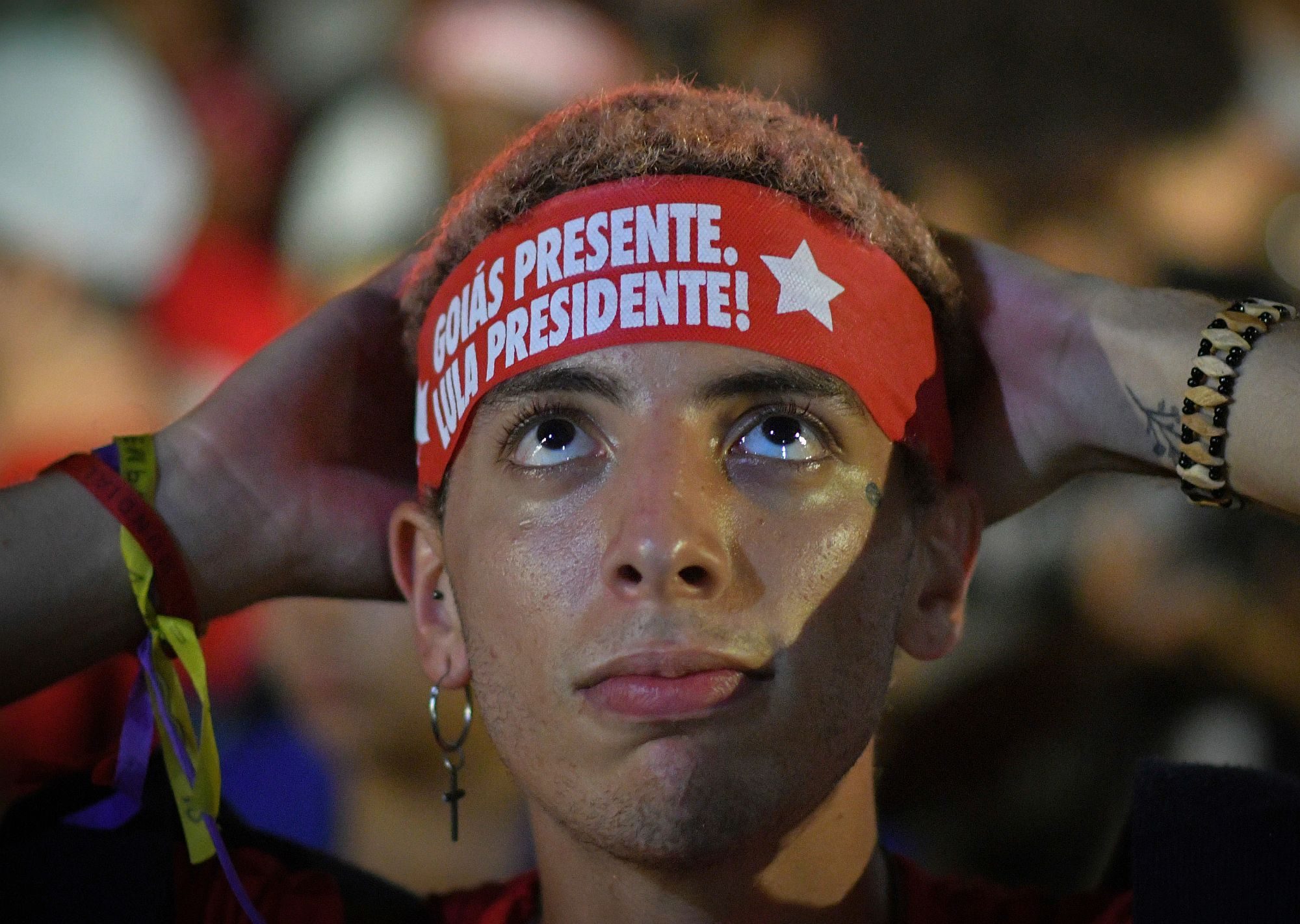 Supporter in a rally for presidential candidate Lula