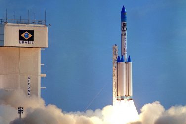 A rocket being launched from Alcântara Launch Center