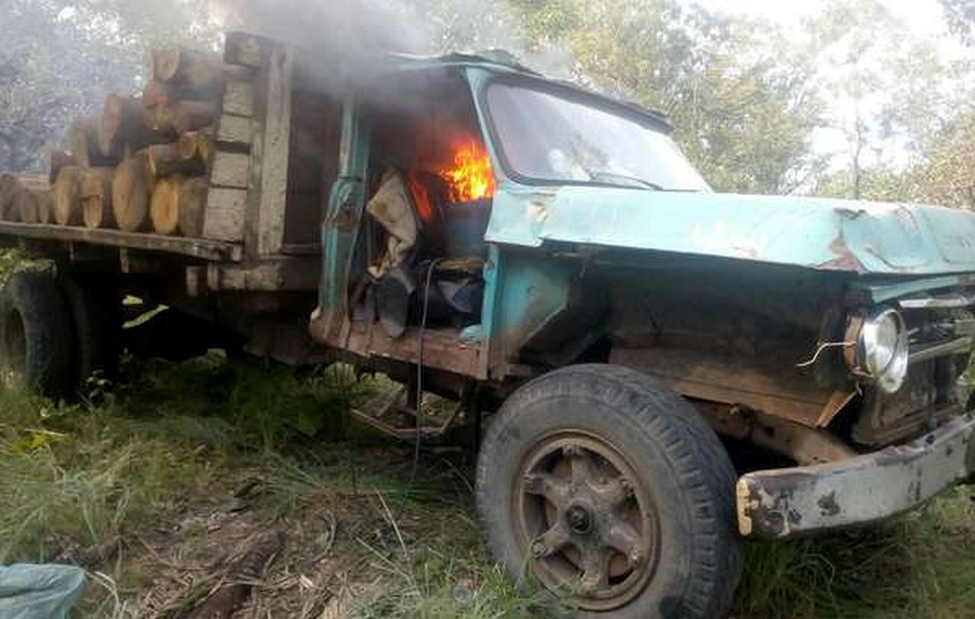 The Guardians of the Amazon recently destroyed a logging truck they discovered in their territory.