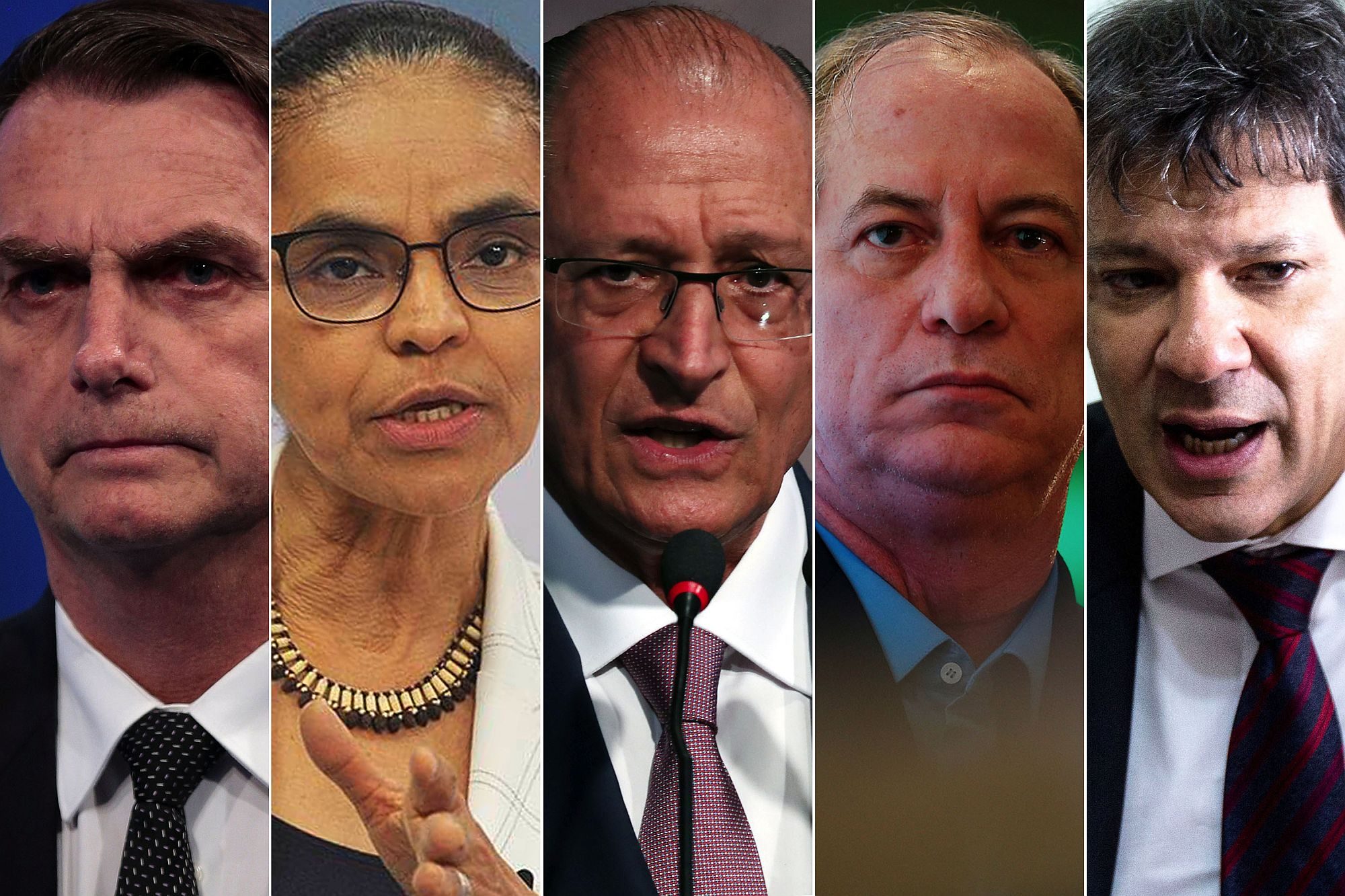 Brazil's presidential candidates: Jair Bolsonaro, Marina Silva, Geraldo Alckmin, Ciro Gomes, Fernando Haddad