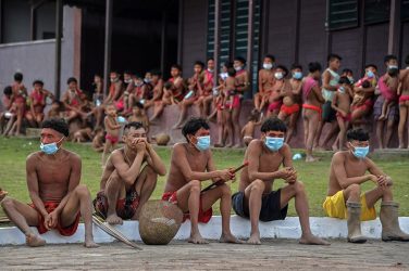 An indigenous community in Brazil wearing masks against coronavirus