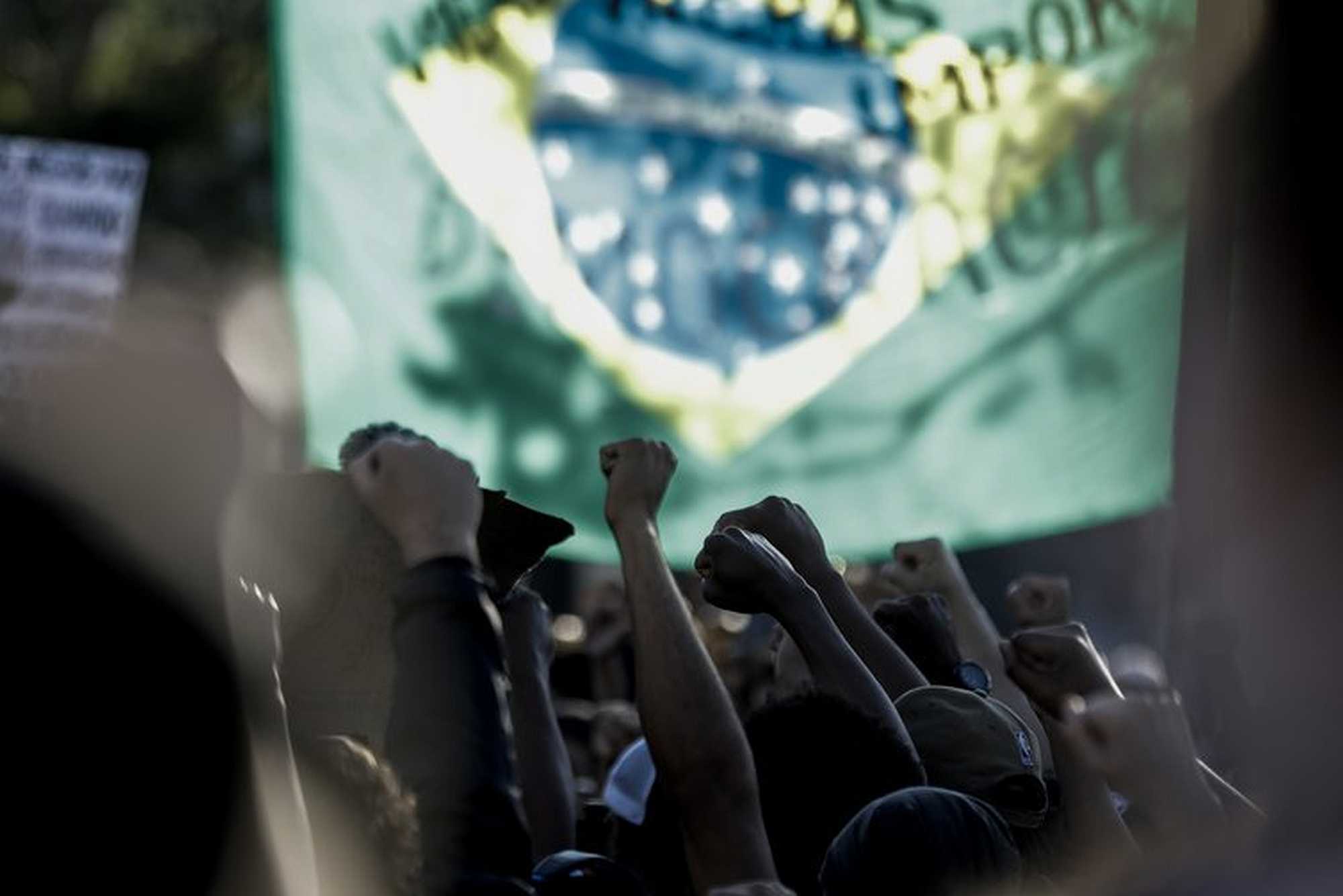 Demonstrators in defense of black lives, against racism, fascism in São Paulo - Marcelo Chello/Zuma Press/PA Images