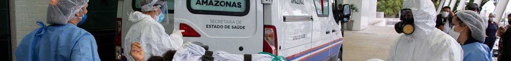 A patient gets to ambulance in Manaus, Brazil Amazonas state, which is short of oxygen