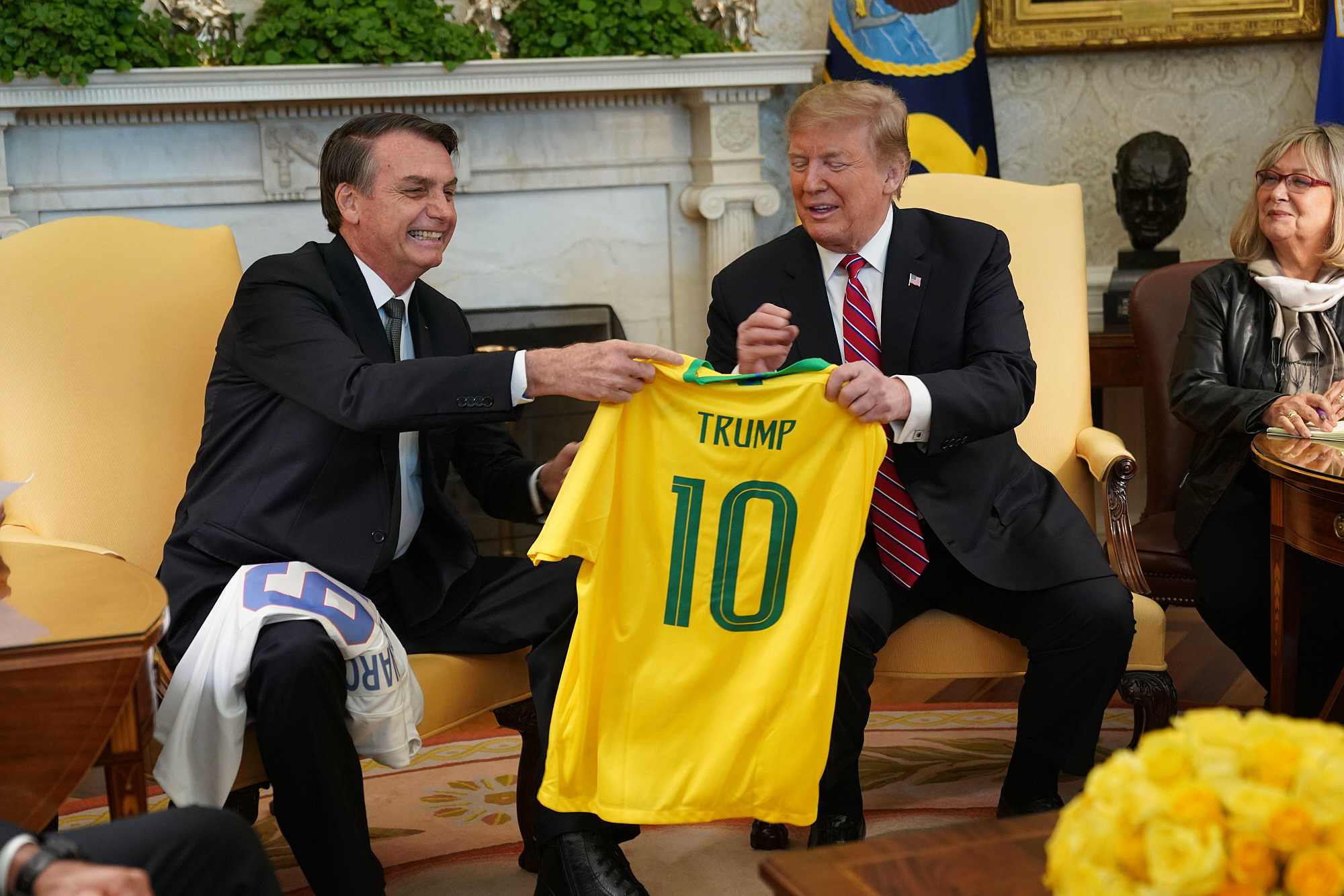 Brazil's president Jair Bolsonaro meets then US president Donald Trump in 2019. Alamy