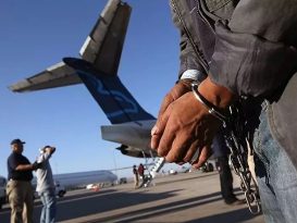 Brazilian migrants arrived handcuffed and shackled in Brazil after being deported from the US